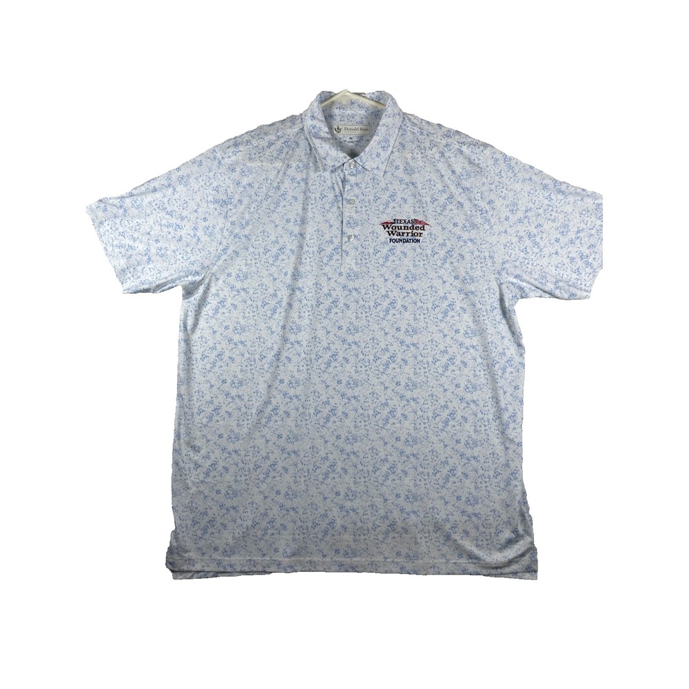 Donald Ross Sportswear Mens XL Floral Print Short Sleeve Golf Polo Shirt logo